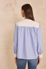 MANAELLE STRIPED LONG-SLEEVE BLOUSE