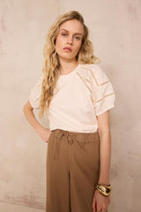 LEA CREAM BALLOON SLEEVE T-SHIRT