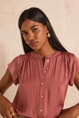 MAELLE DARK PINK SLEEVELESS BLOUSE