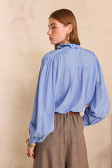 MONA STRIPED LONG-SLEEVE BLOUSE
