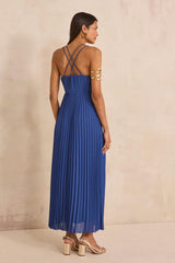 LAMORE PLEATED SPAGHETTI STRAP DRESS