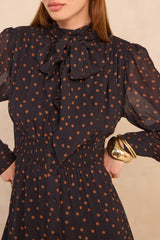 PRISCA FLOWY POLKA DOT DRESS