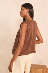 ANGELE SLEEVELESS COTTON CROCHET VEST