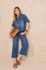 ROMY WIDE CROPPED COTTON TROUSERS