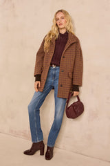 CELIA HOUNDSTOOTH WOOL BLEND COAT