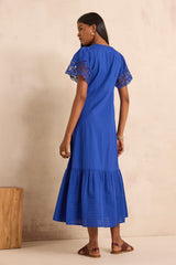 PAULINE SHORT-SLEEVED EMBROIDERED COTTON DRESS