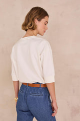 LAURENA ECRU COTTON POLO SHIRT