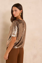 TARA SHORT-SLEEVE SEQUIN T-SHIRT
