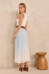 ODESSA SKY BLUE PLEATED MIDI SKIRT
