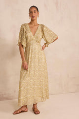 BRIDGET SHINY PRINT FLOWY DRESS