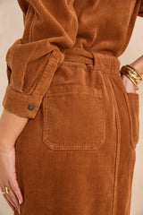 BETANIE CINNAMON CORDUROY DRESS