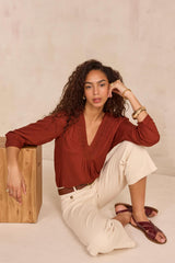 MAE WIDE COTTON BLEND TROUSERS