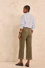 STELLA BIS SAGE WIDE VELVET TROUSERS