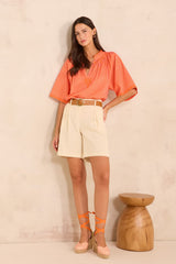 TANGUY NATURAL STRAIGHT LINEN SHORTS