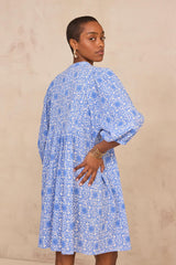 RACHEL LACE PRINTED MIXED COTTON SHORT DRESS