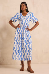 POLLYNA PRINTED COTTON TRAPEZE DRESS