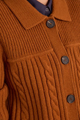 ARTUS CINNAMON LONG-SLEEVED WOOL CARDIGAN