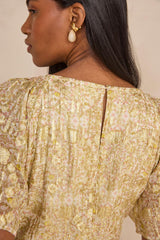DELINA SHORT-SLEEVE SHINY PRINTED BLOUSE