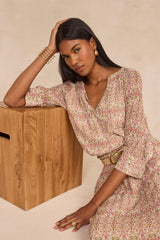 DAMIA LONG-SLEEVED PRINTED BLOUSE