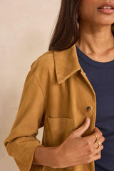CLARA 3/4 SLEEVE LEATHER SHIRT