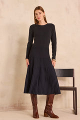 POESIE NAVY KNIT TRAPEZE DRESS