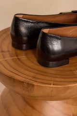SARAH BLACK LEATHER BALLERINAS