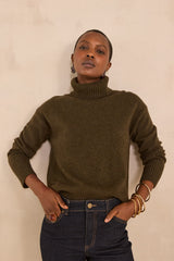 ARNOLD KHAKI MIXED WOOL SWEATER