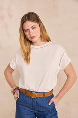 LOUISE WHITE FINE DETAIL COTTON T-SHIRT