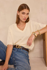 TED NATURAL 3/4 SLEEVE COTTON T-SHIRT