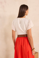 DAVENPORT SHORT-SLEEVED EMBROIDERED BLOUSE