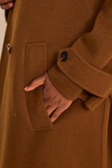 CASSANDRE TOBACCO WOOL BLEND LONG COAT