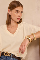 TED NATURAL 3/4 SLEEVE COTTON T-SHIRT