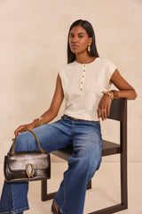TERENCE CREAM COTTON SLEEVELESS T-SHIRT