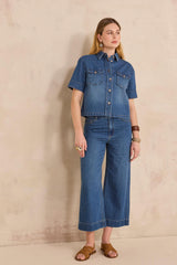 ROMY WIDE CROPPED COTTON TROUSERS