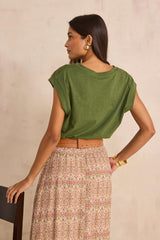 DELYA GREEN COTTON T-SHIRT
