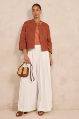 LOREEN TOFFEE SHORT SLEEVE COTTON T-SHIRT
