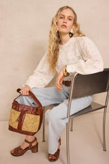 DORIS EMBROIDERED LONG-SLEEVE COTTON BLOUSE