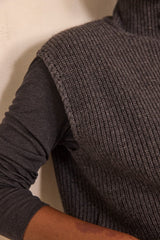 AUGUSTIN SLEEVELESS WOOL AND YAK BLEND SWEATER