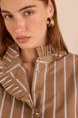 SALIA STRIPED COTTON BLOUSE