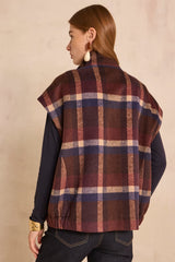 CINDY SLEEVELESS CHECKED COAT