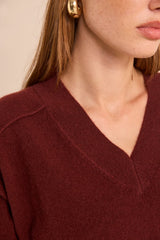 BARY BURGUNDY V-NECK CASHMERE SWEATER