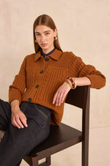 ARTUS CINNAMON LONG-SLEEVED WOOL CARDIGAN