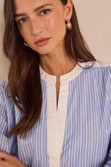 MANAELLE STRIPED LONG-SLEEVE BLOUSE
