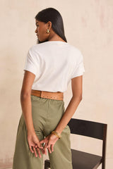 PRETTY WHITE SHORT-SLEEVED COTTON SWEATER