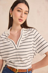 LILAC STRIPED COTTON T-SHIRT