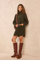 BLAKE STRAIGHT FIR GREEN CORDUROY DRESS