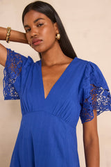 PAULINE SHORT-SLEEVED EMBROIDERED COTTON DRESS