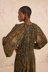 PEPITE FLUID FIR GREEN VISCOSE DRESS