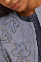 VITALIE PETROL EMBROIDERED COTTON JACKET