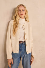 ALEXIANE NATURAL BLENDED WOOL CARDIGAN